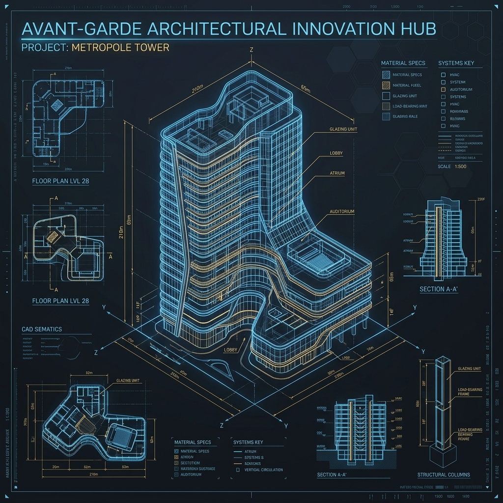 CAD Blueprint Vector Draft