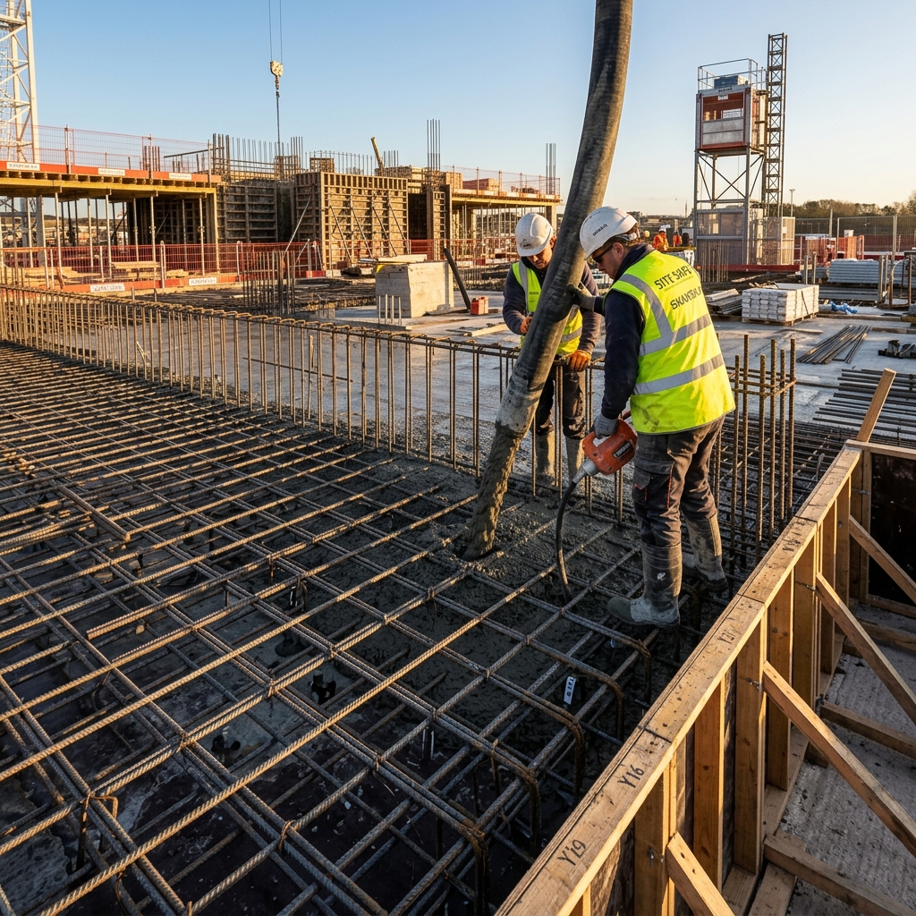 Steel Rebar and Concrete Pouring